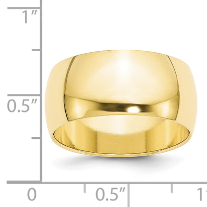 Solid 10K Yellow Gold 10mm Half Round Men's/Women's Wedding Band Ring Size 12.5