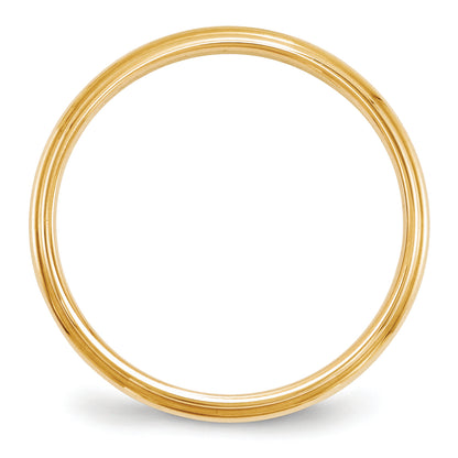 Solid 10K Yellow Gold 2.5mm Half Round with Edge Men's/Women's Wedding Band Ring Size 4