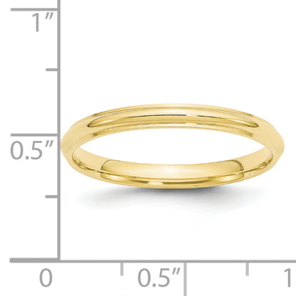 Solid 10K Yellow Gold 2.5mm Half Round with Edge Men's/Women's Wedding Band Ring Size 4