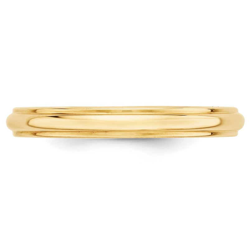 10k Yellow Gold 3mm Half Round with Edge Wedding Band Ring