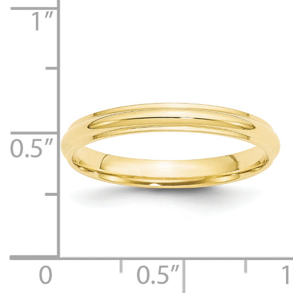 Solid 10K Yellow Gold 3mm Half Round with Edge Men's/Women's Wedding Band Ring Size 11