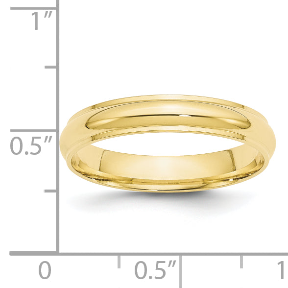 Solid 10K Yellow Gold 4mm Half Round with Edge Men's/Women's Wedding Band Ring Size 7