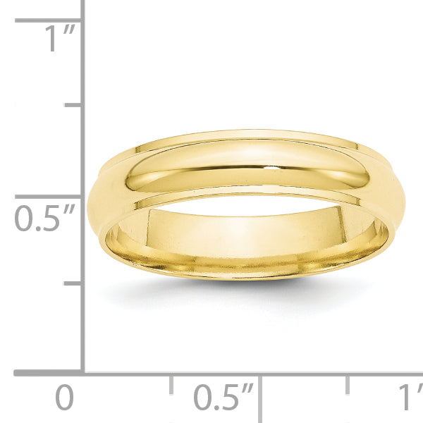 Solid 10K Yellow Gold 5mm Half Round with Edge Men's/Women's Wedding Band Ring Size 11