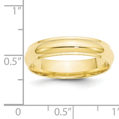 Solid 10K Yellow Gold 5mm Half Round with Edge Men's/Women's Wedding Band Ring Size 11