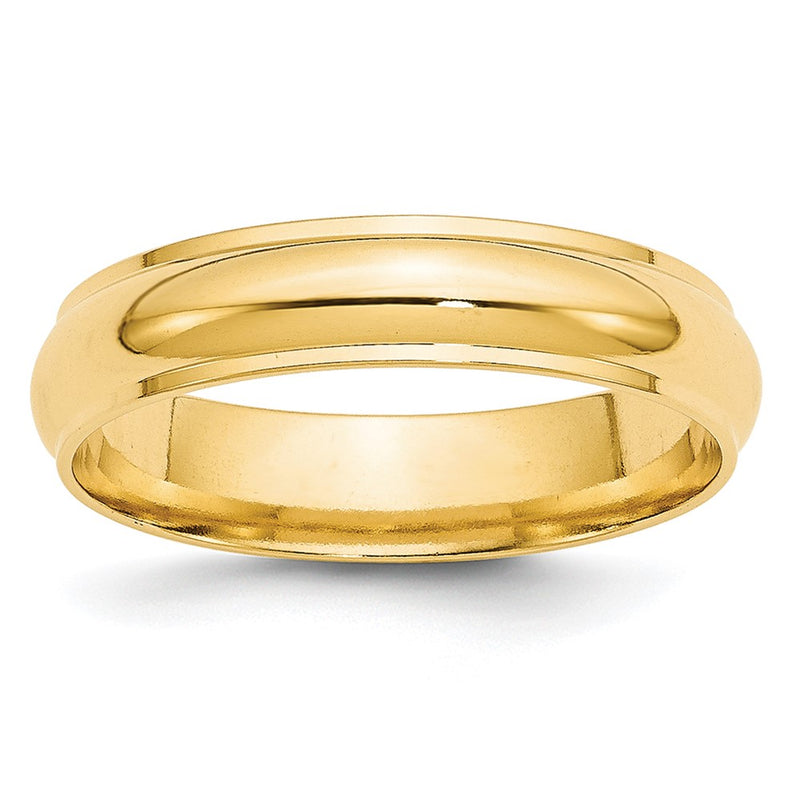 10k Yellow Gold 5mm Half Round with Edge Wedding Band Ring