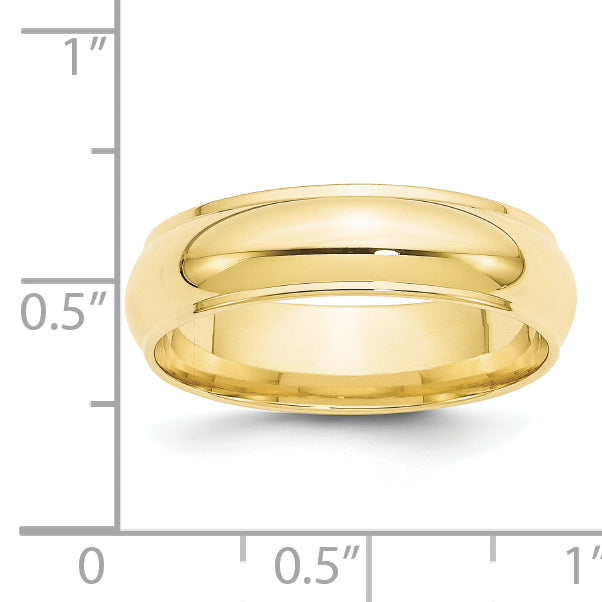 Solid 10K Yellow Gold 6mm Half Round with Edge Men's/Women's Wedding Band Ring Size 10