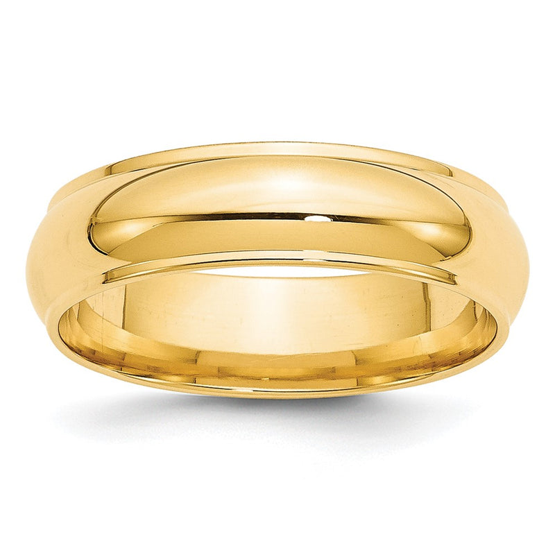 10k Yellow Gold 6mm Half Round with Edge Wedding Band Ring