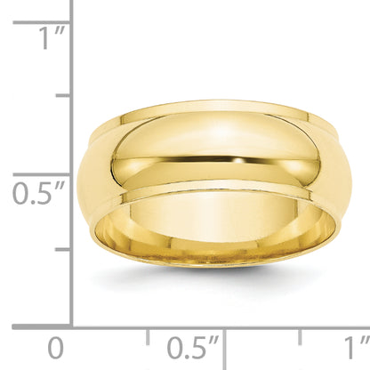Solid 10K Yellow Gold 8mm Half Round with Edge Men's/Women's Wedding Band Ring Size 10