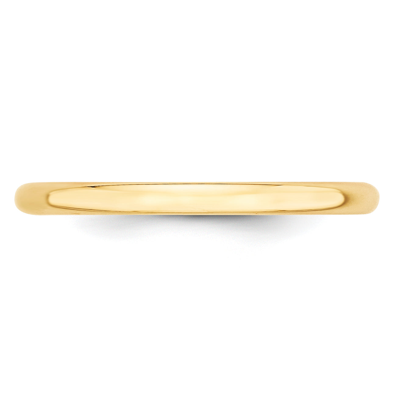 10K Yellow Gold 2mm Lightweight Half Round Wedding Band Size 7