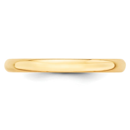 10K Yellow Gold 2.5mm Lightweight Half Round Wedding Band Size 13.5
