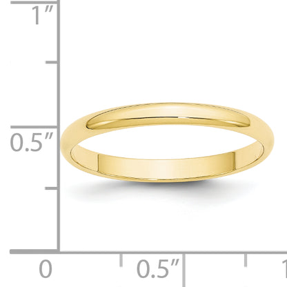 10K Yellow Gold 2.5mm Lightweight Half Round Wedding Band Size 11.5