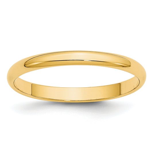 10K Yellow Gold 2.5mm Lightweight Half Round Wedding Band Size 7