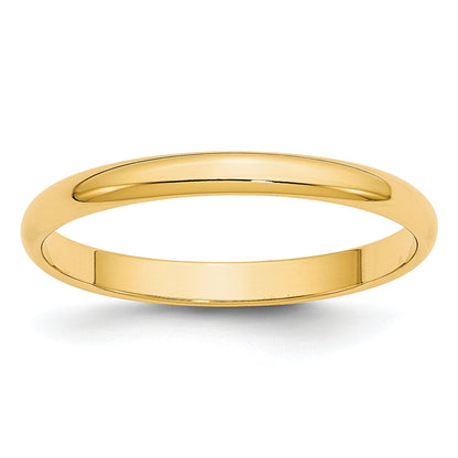 10K Yellow Gold 2.5mm Lightweight Half Round Wedding Band Size 8.5