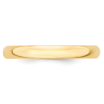 10K Yellow Gold 3mm Lightweight Half Round Wedding Band Size 8.5