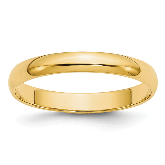 10K Yellow Gold 3mm Lightweight Half Round Wedding Band Size 8.5