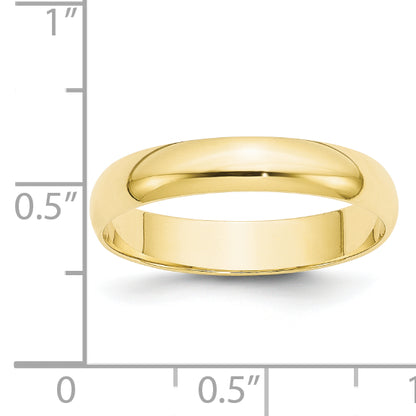 10K Yellow Gold 4mm Lightweight Half Round Wedding Band Size 7