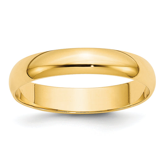 10K Yellow Gold 4mm Lightweight Half Round Wedding Band Size 13