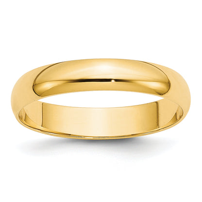 10K Yellow Gold 4mm Lightweight Half Round Wedding Band Size 7