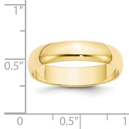 10K Yellow Gold 5mm Lightweight Half Round Wedding Band Size 12