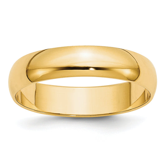 10K Yellow Gold 5mm Lightweight Half Round Wedding Band Size 12