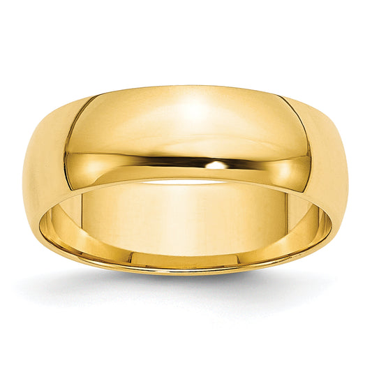 10K Yellow Gold 6mm Lightweight Half Round Wedding Band Size 8.5