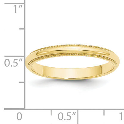 Solid 10K Yellow Gold 3mm Milgrain Half-Round Wedding Men's/Women's Wedding Band Ring Size 4