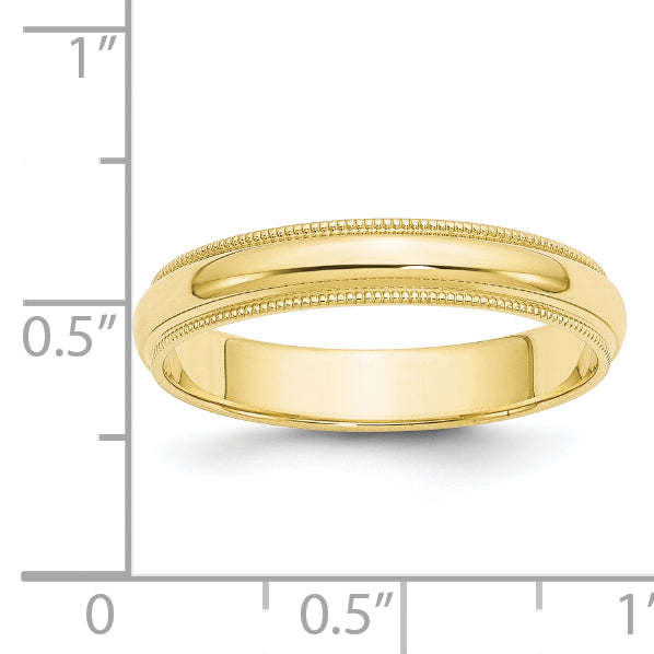 Solid 10K Yellow Gold 4mm Milgrain Half-Round Wedding Men's/Women's Wedding Band Ring Size 8
