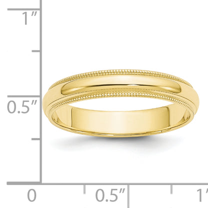 Solid 10K Yellow Gold 4mm Milgrain Half Round Men's/Women's Wedding Band Ring Size 13.5
