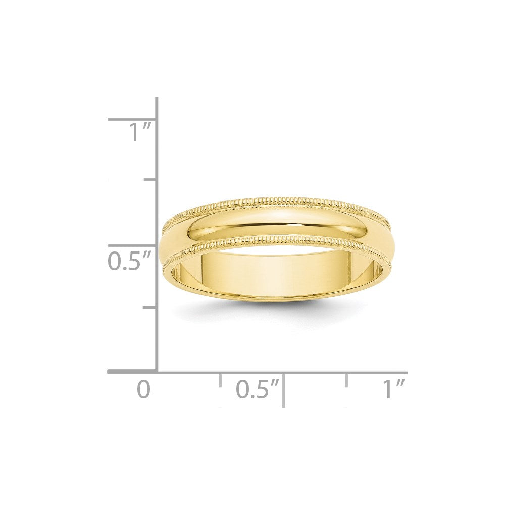 10k Yellow Gold 5mm Milgrain Half Round Wedding Band Ring
