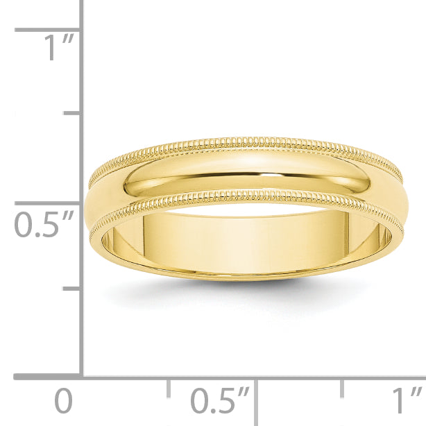 Solid 10K Yellow Gold 5mm Milgrain Half-Round Wedding Men's/Women's Wedding Band Ring Size 8