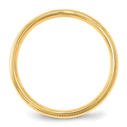 10k Yellow Gold 4mm Milgrain Half Round Comfort Fit Wedding Band Ring