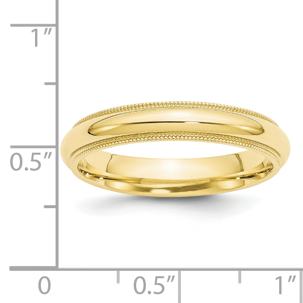 Solid 10K Yellow Gold 4mm Milgrain Comfort Wedding Men's/Women's Wedding Band Ring Size 10