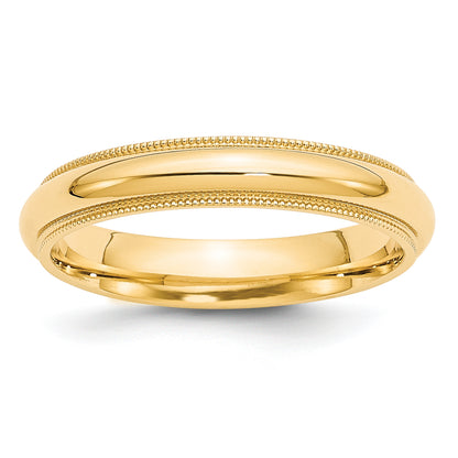 Solid 10K Yellow Gold 4mm Milgrain Comfort Wedding Men's/Women's Wedding Band Ring Size 10