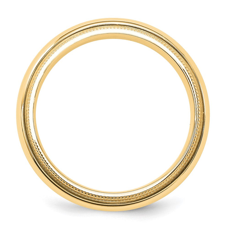 10k Yellow Gold 5mm Milgrain Half Round Comfort Fit Wedding Band Ring