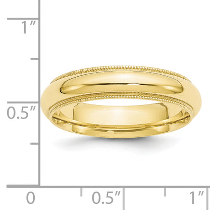 Solid 10K Yellow Gold 5mm Milgrain Comfort Wedding Men's/Women's Wedding Band Ring Size 10