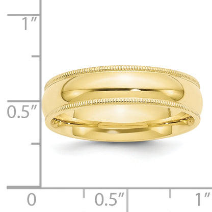 Solid 10K Yellow Gold 6mm Milgrain Comfort Wedding Men's/Women's Wedding Band Ring Size 10