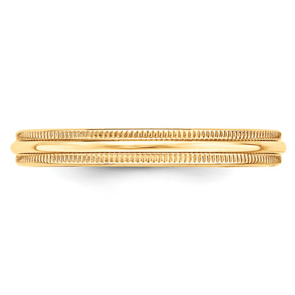 Solid 10K Yellow Gold 3mm Light Weight Milgrain Half Round Men's/Women's Wedding Band Ring Size 10