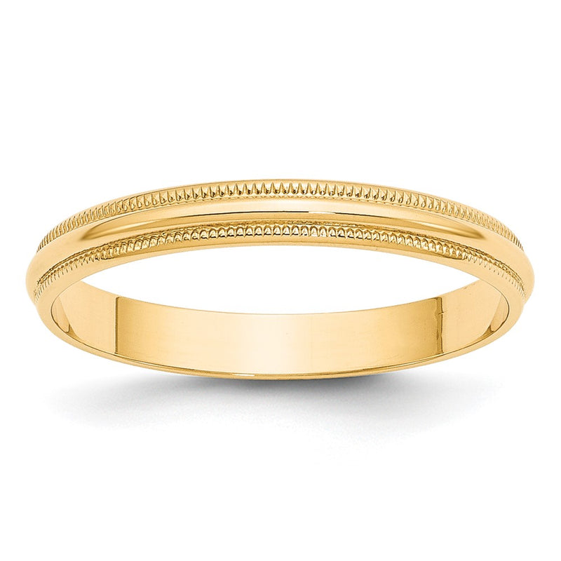 10k Yellow Gold 3mm Lightweight Milgrain Half Round Wedding Band Ring