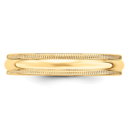 Solid 10K Yellow Gold 4mm Light Weight Milgrain Half Round Men's/Women's Wedding Band Ring Size 10