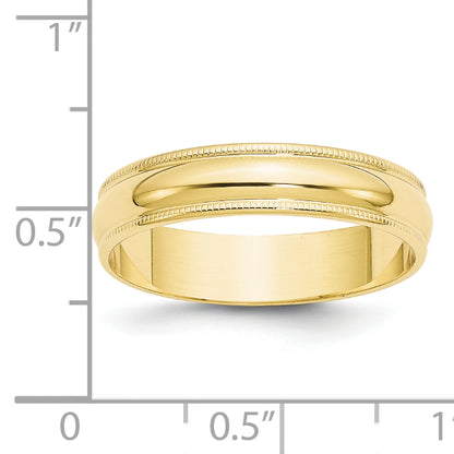 Solid 10K Yellow Gold 5mm Light Weight Milgrain Half Round Men's/Women's Wedding Band Ring Size 13.5