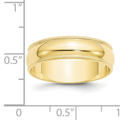Solid 10K Yellow Gold 6mm Light Weight Milgrain Half Round Men's/Women's Wedding Band Ring Size 12.5