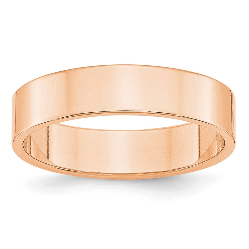 10k Rose Gold 5mm Lightweight Flat Wedding Band Ring
