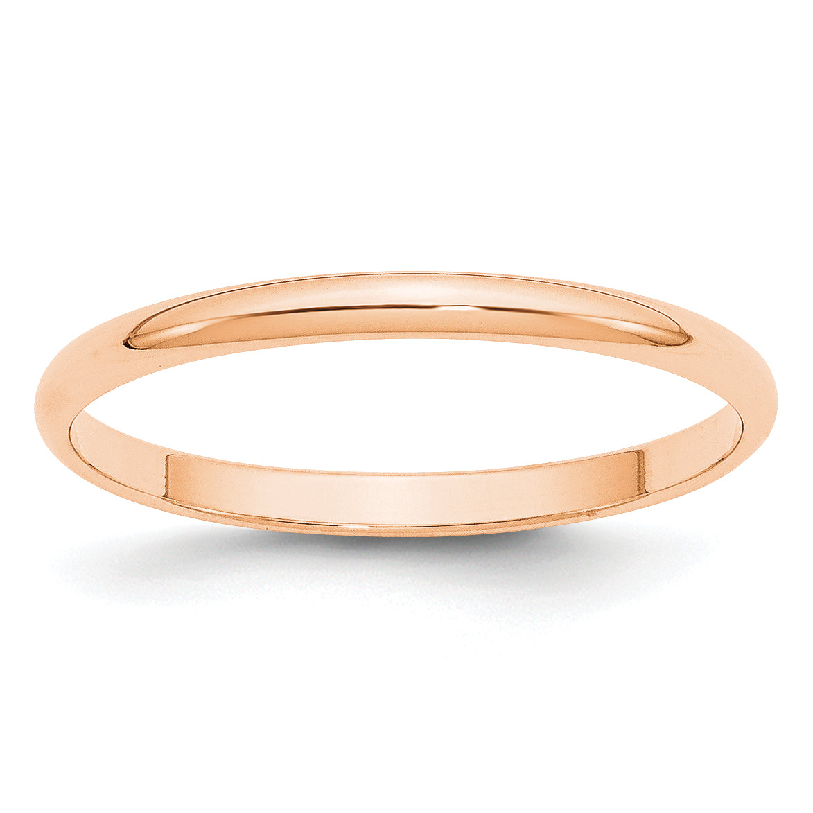 10K Rose Gold 2mm Lightweight Half Round Wedding Band Size 10.5