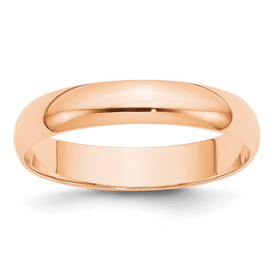 10K Rose Gold 4mm Lightweight Half Round Wedding Band Size 13.5