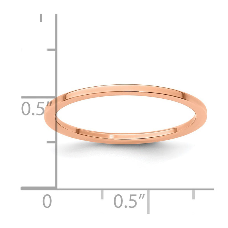 10K Rose Gold 1.2mm Flat Stackable Men's / Ladies Wedding Band Ring