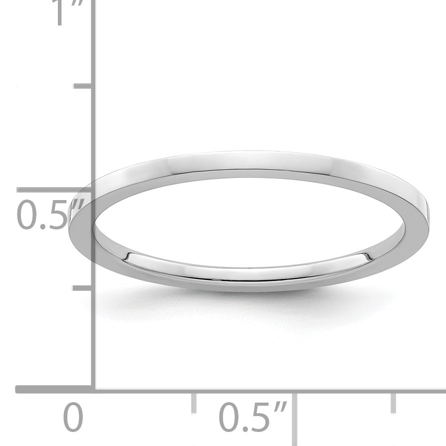 10K White Gold 10K 1.2mm Flat Polished Stackable Band Size 6.5