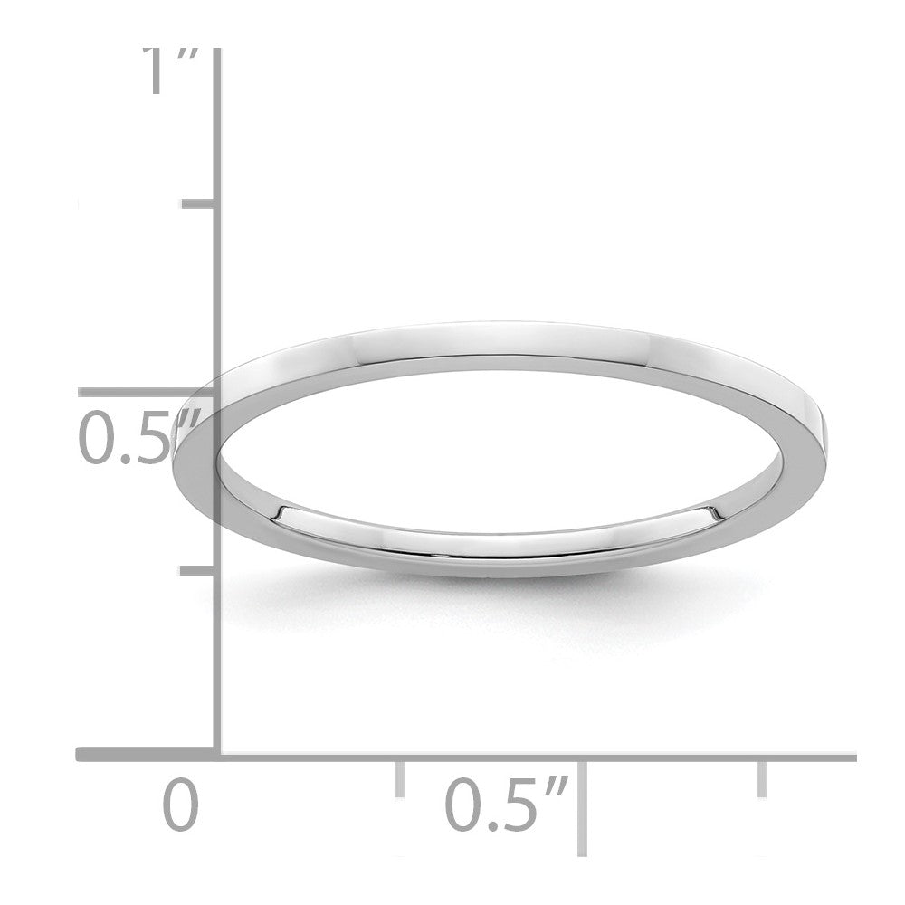 14K White Gold 1.2mm Flat Stackable Men's / Ladies Wedding Band Ring