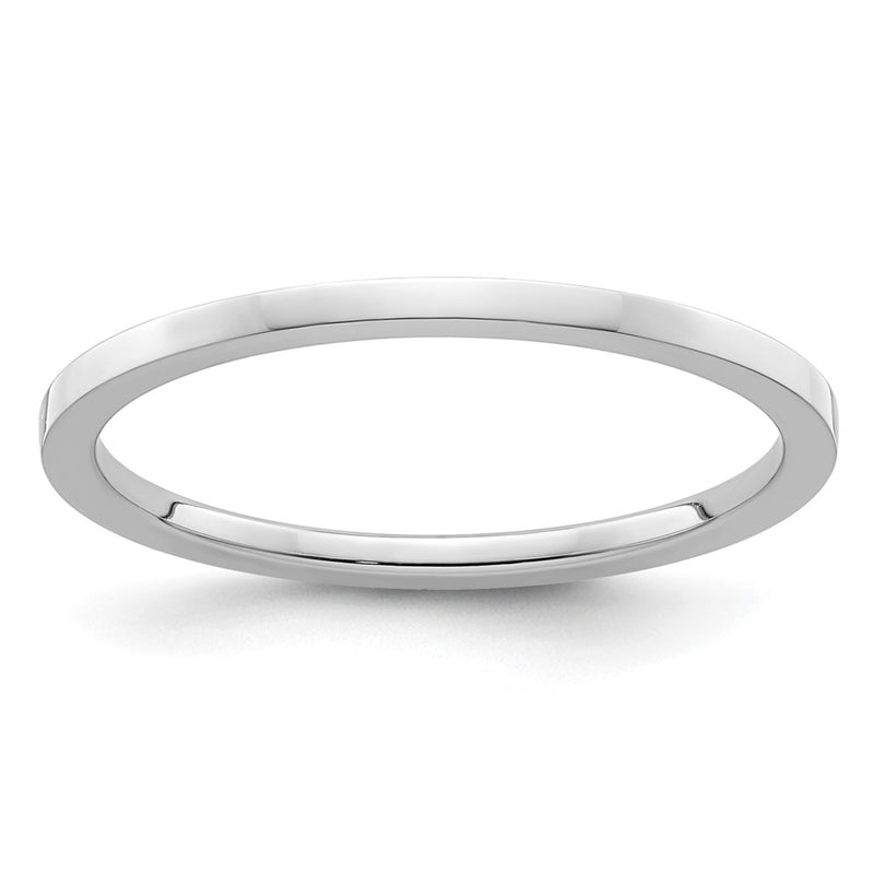 14K White Gold 1.2mm Flat Stackable Men's / Ladies Wedding Band Ring