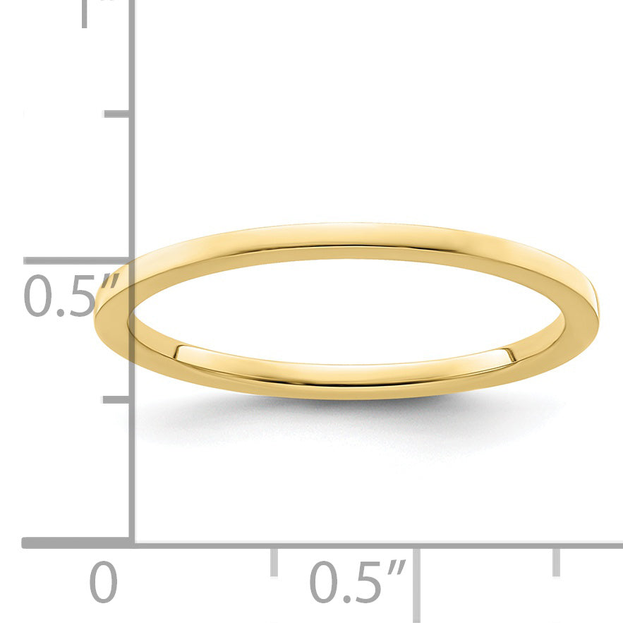 10K Yellow Gold 10K 1.2mm Flat Polished Stackable Band Size 7.5