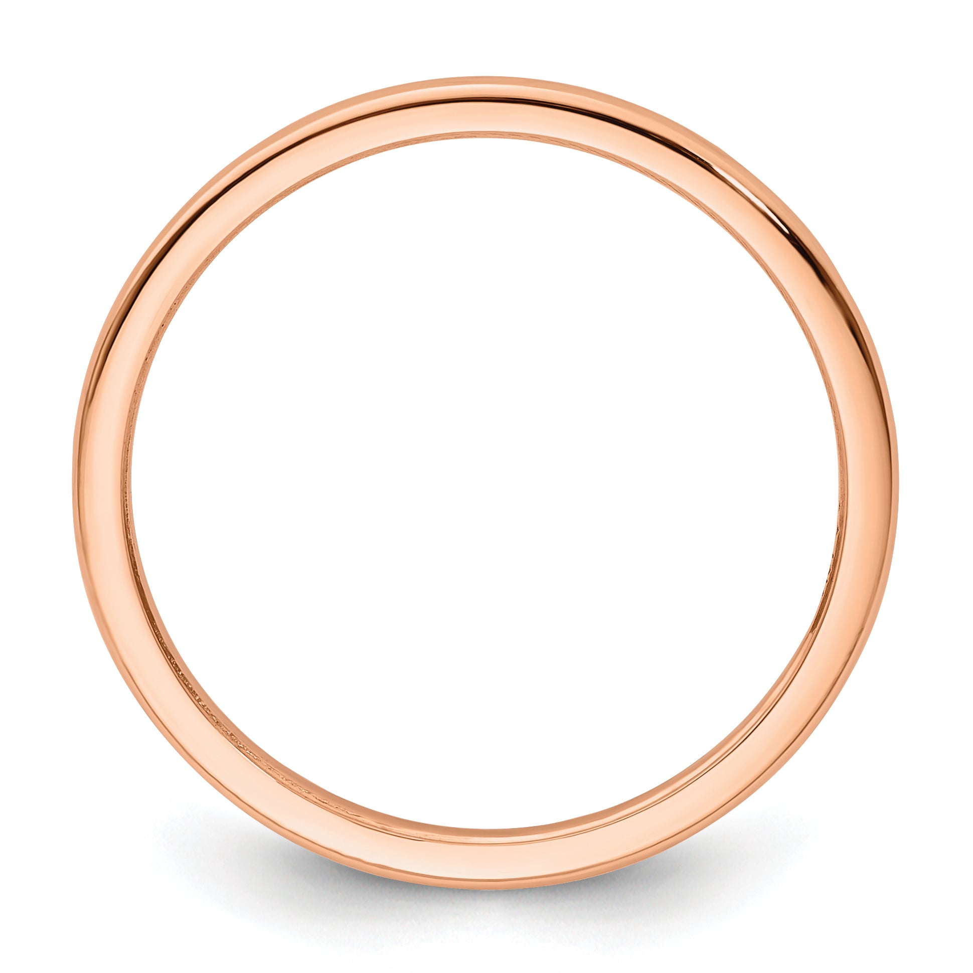 10K Rose Gold 10K 1.2mm Half Round Polished Stackable Band Size 9